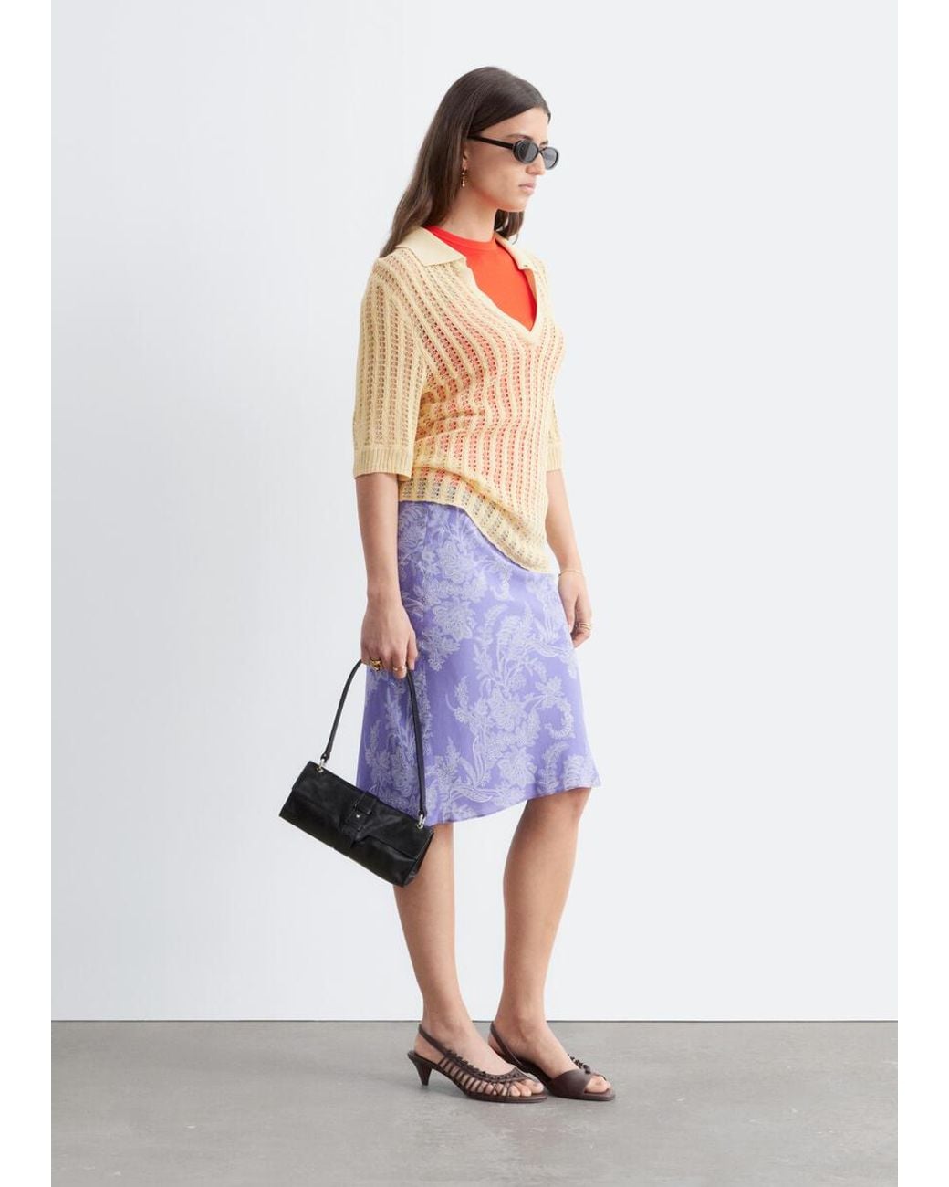 & Other Stories Purple Knee-Length Slip Skirt