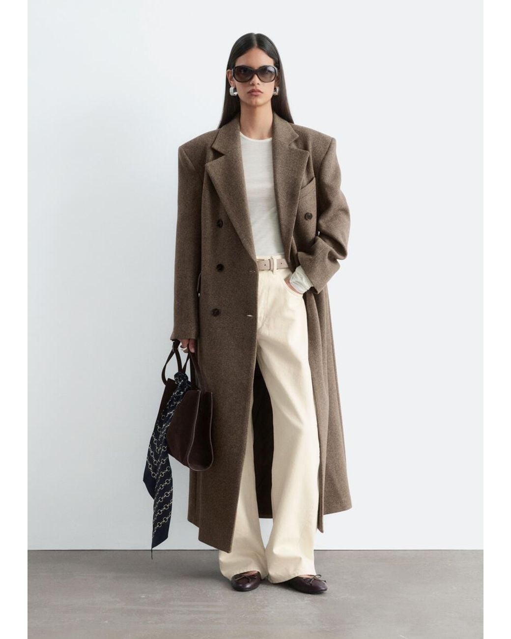 & Other Stories White Long Wool Coat
