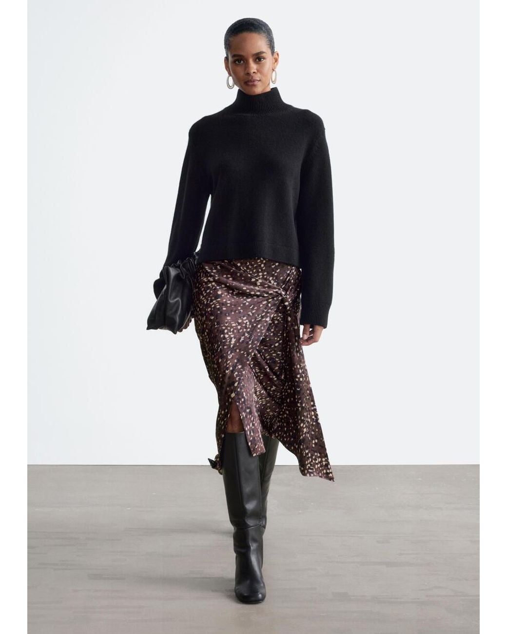 & Other Stories Blue Wool-Cashmere Mock Neck Jumper