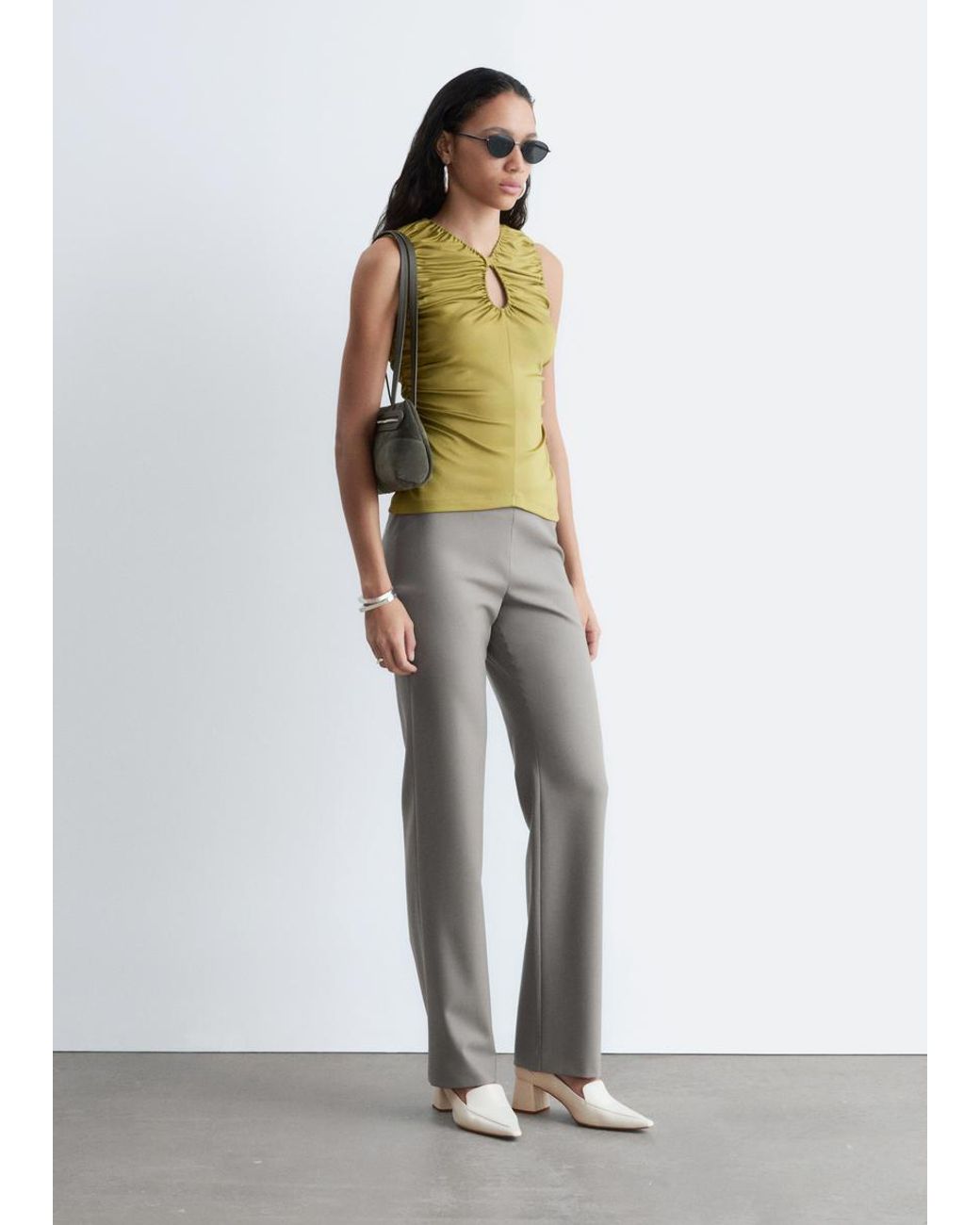 & Other Stories Gray Straight-Leg Wool Trousers