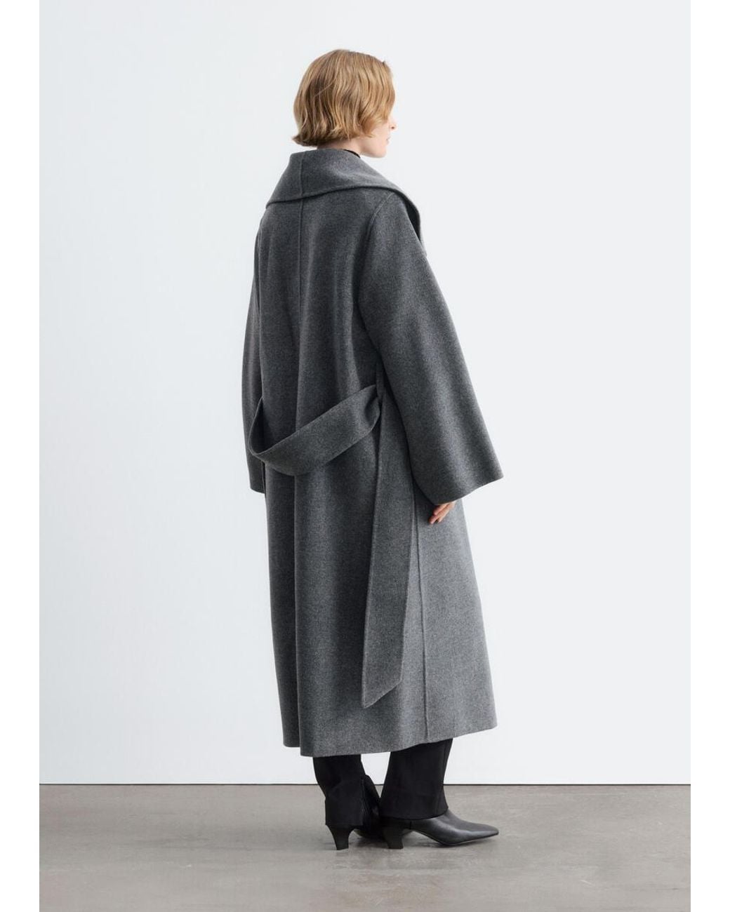 & Other Stories Gray Shawl-Collar Wool Maxi Coat