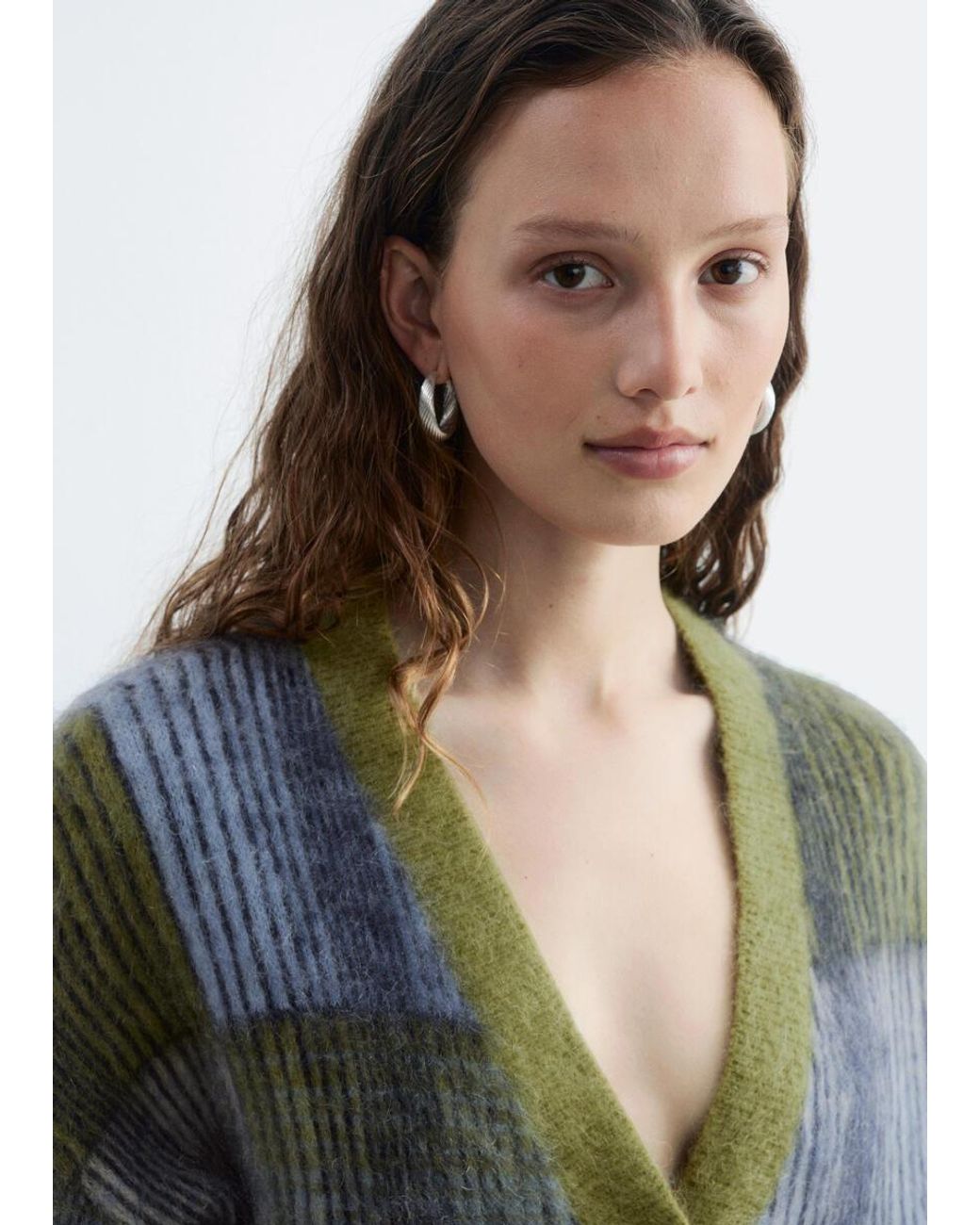 & Other Stories Green Mohair Blend Cardigan