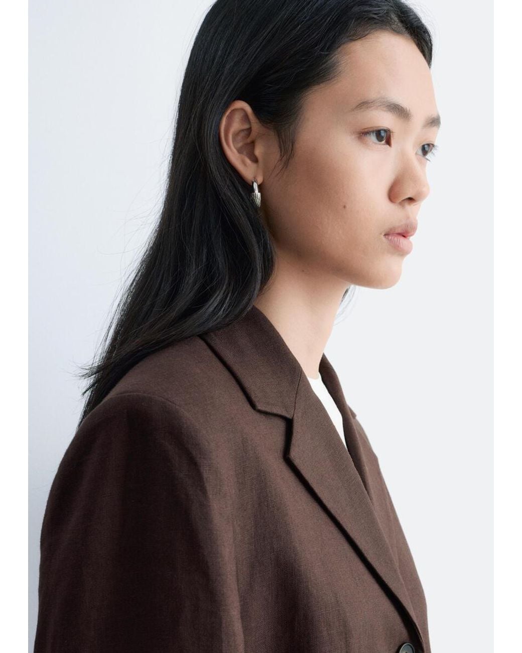 & Other Stories White Tapered Linen Blazer