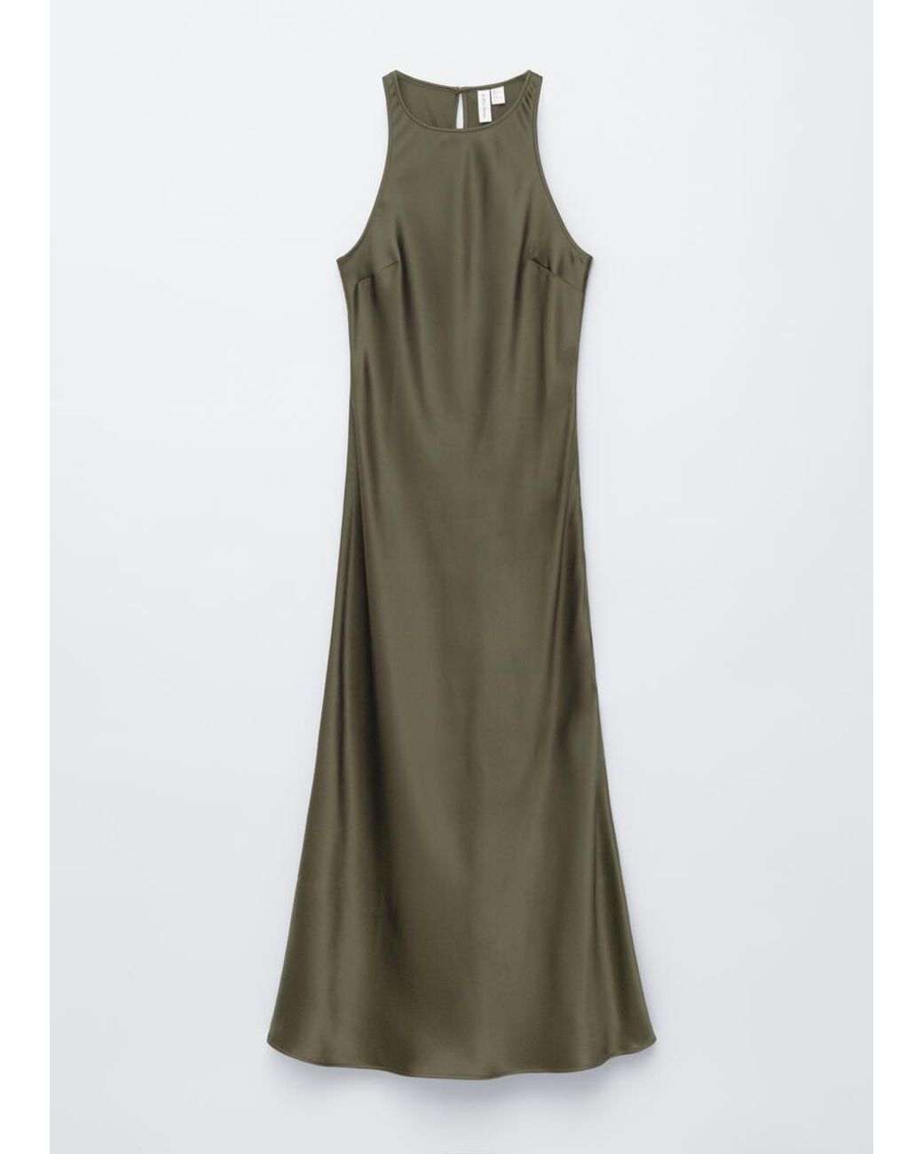 & Other Stories Green Sleeveless Satin Midi Dress