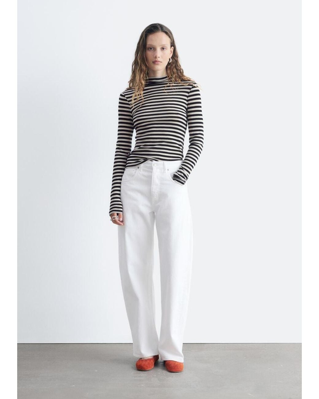 & Other Stories White Wool Mock-Neck Top