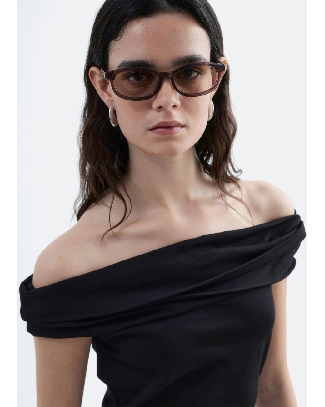 & Other Stories White Narrow Rectangle Sunglasses