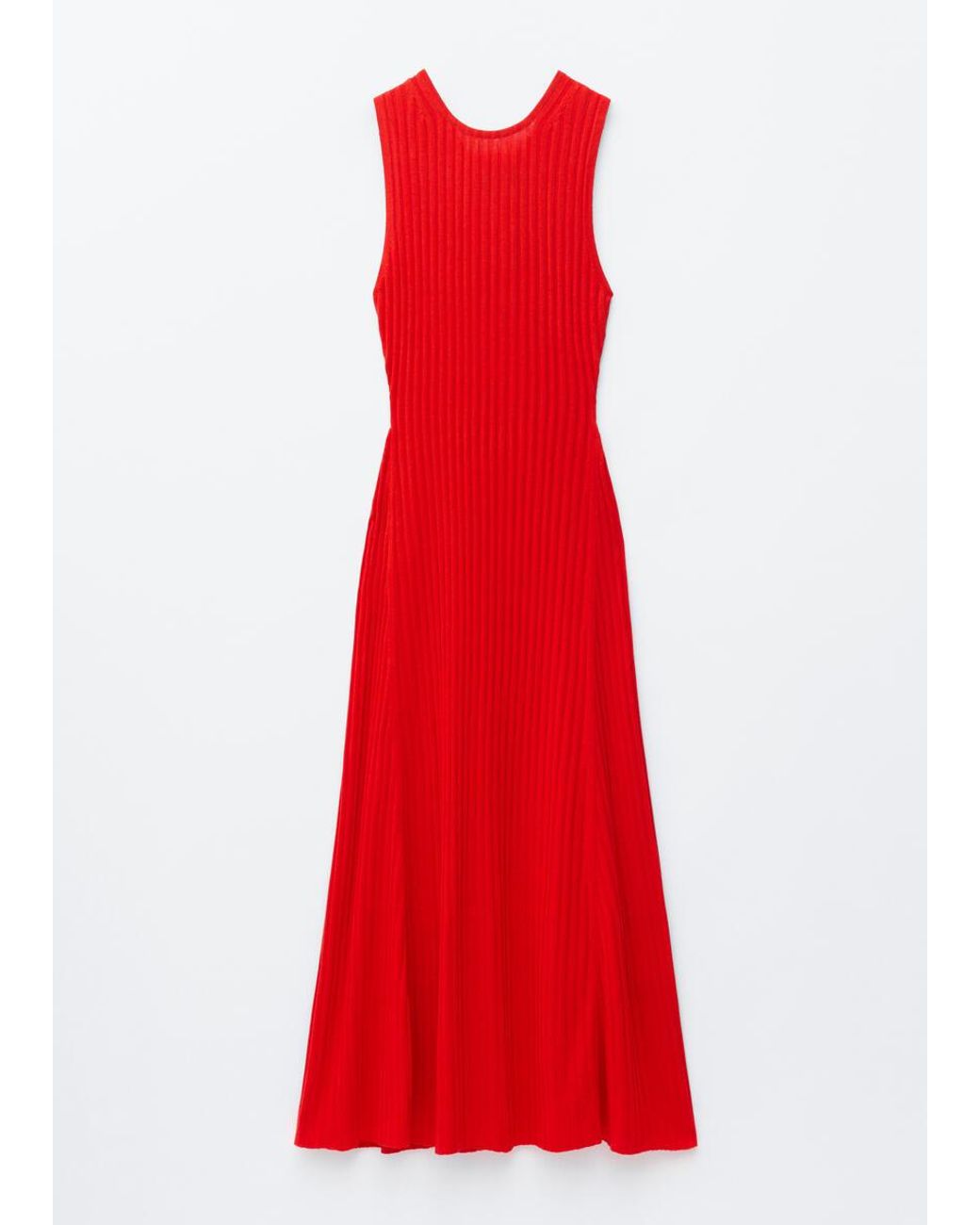 & Other Stories Red Ribbed Midi Dress
