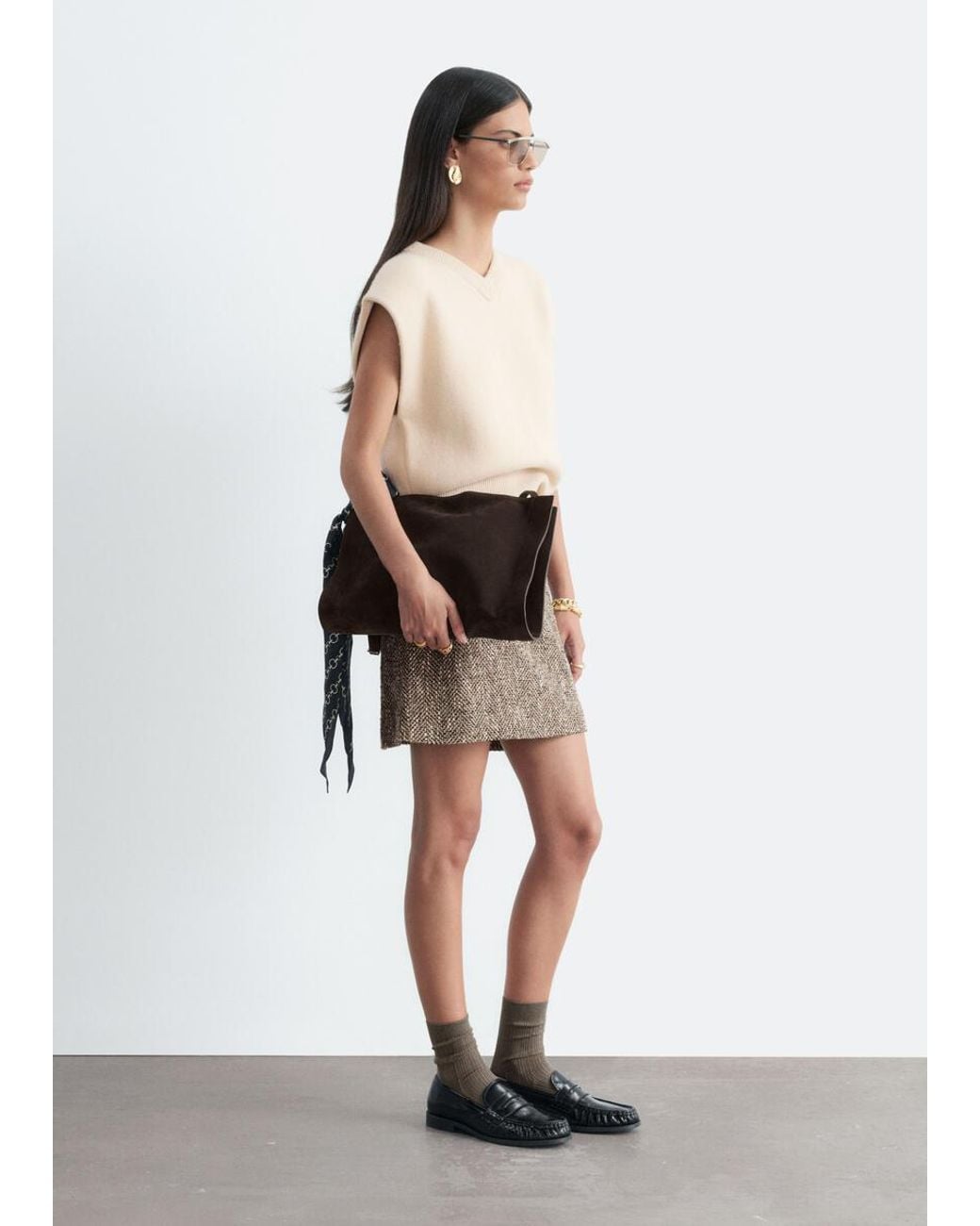 & Other Stories White Textured Mini Skirt