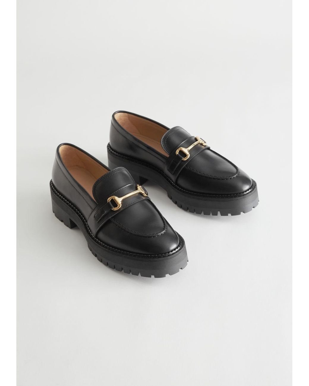 & Other Stories Buckled Chunky Leather Loafers in Black | Lyst