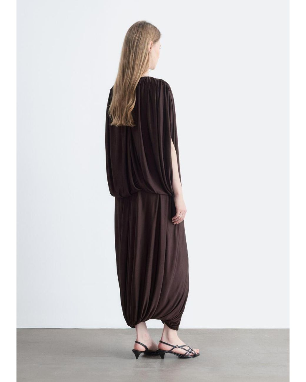 & Other Stories Brown Draped Jersey Top