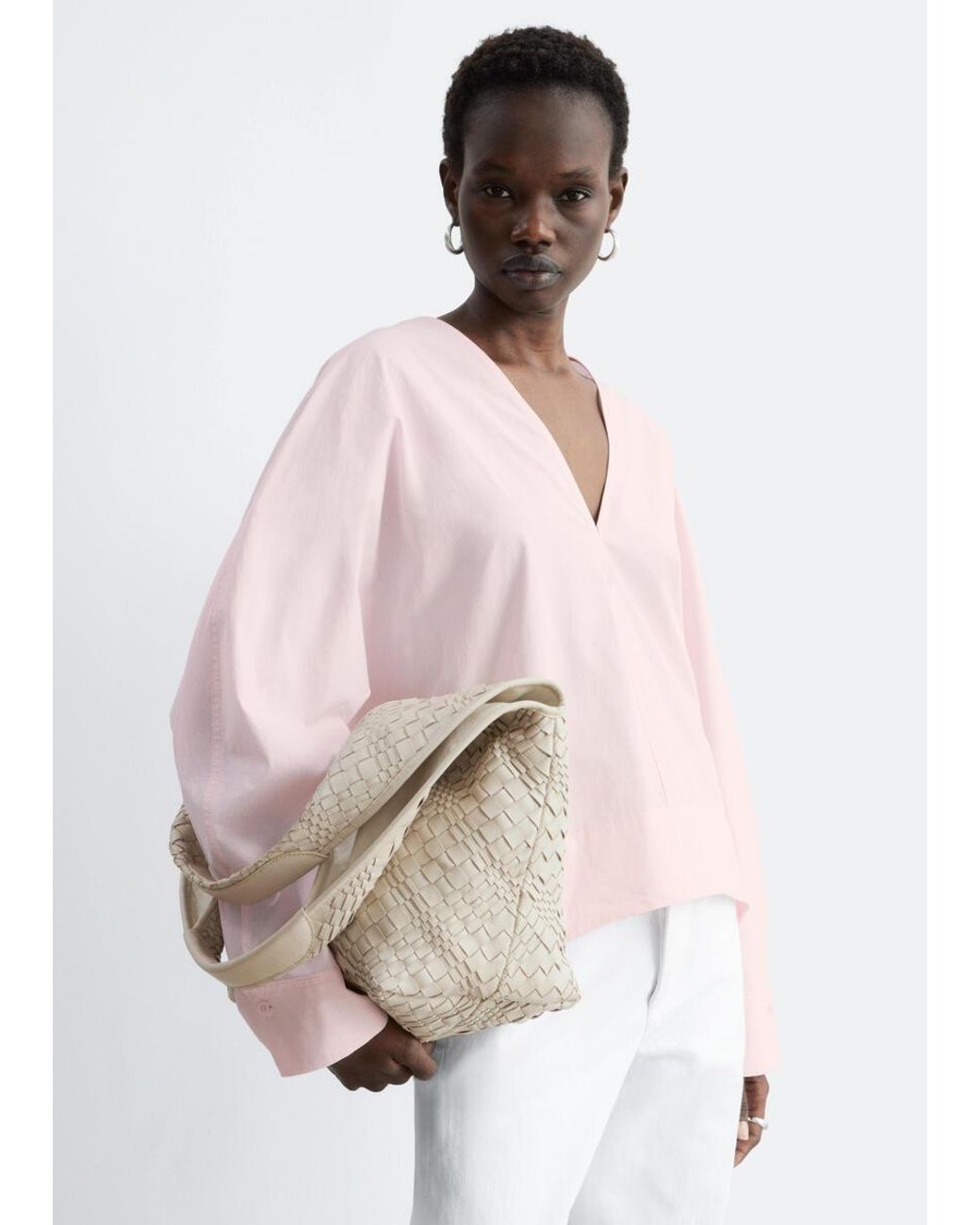 & Other Stories Natural Braided Leather Tote