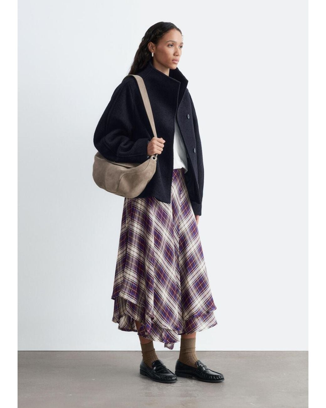 & Other Stories Blue Asymmetric Wool Jacket