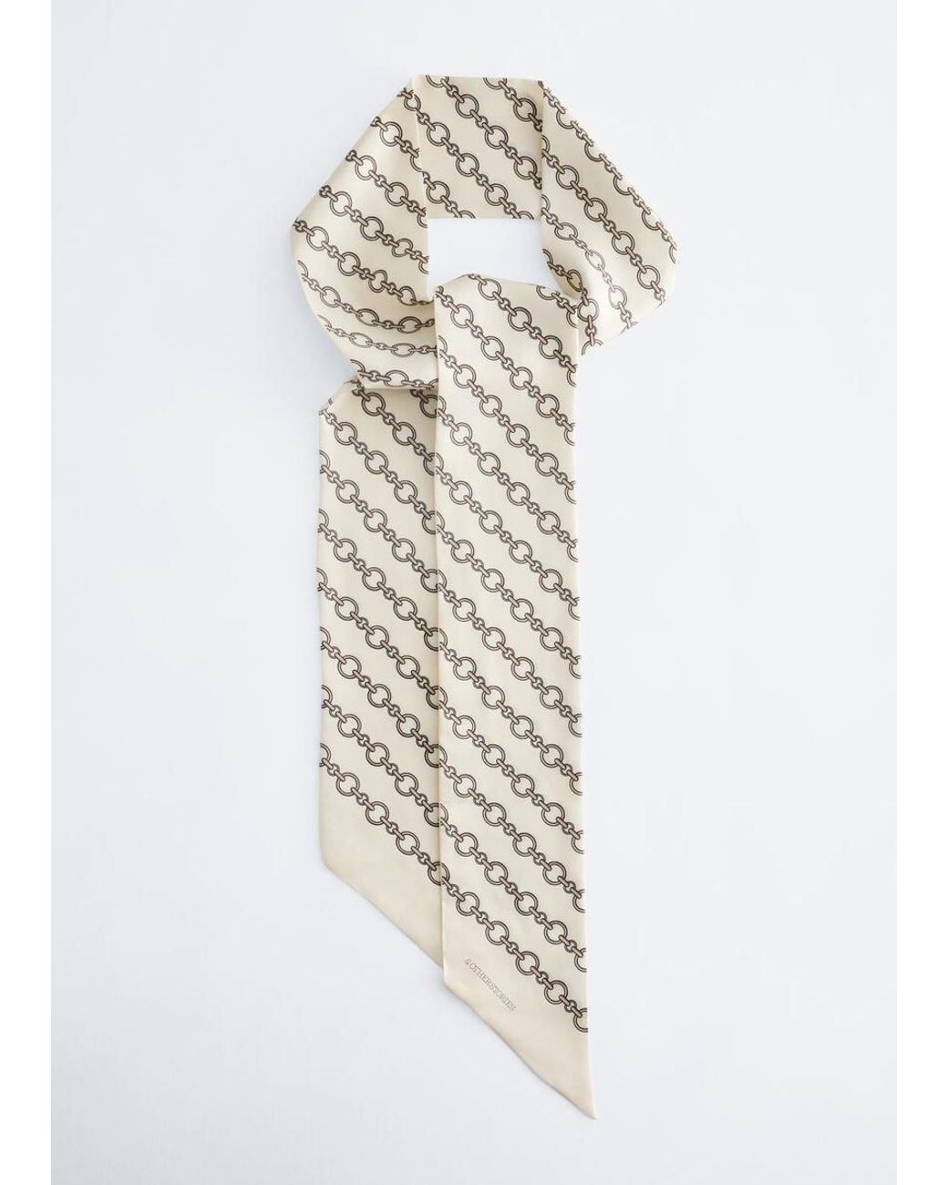 & Other Stories White Slim Silk Print Scarf