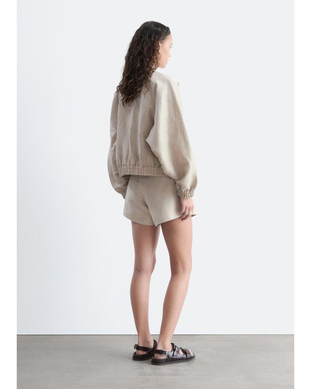 & Other Stories White Pleated Linen-Blend Shorts