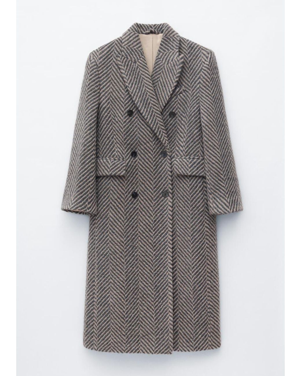 & Other Stories White Double-Breasted Wool Coat