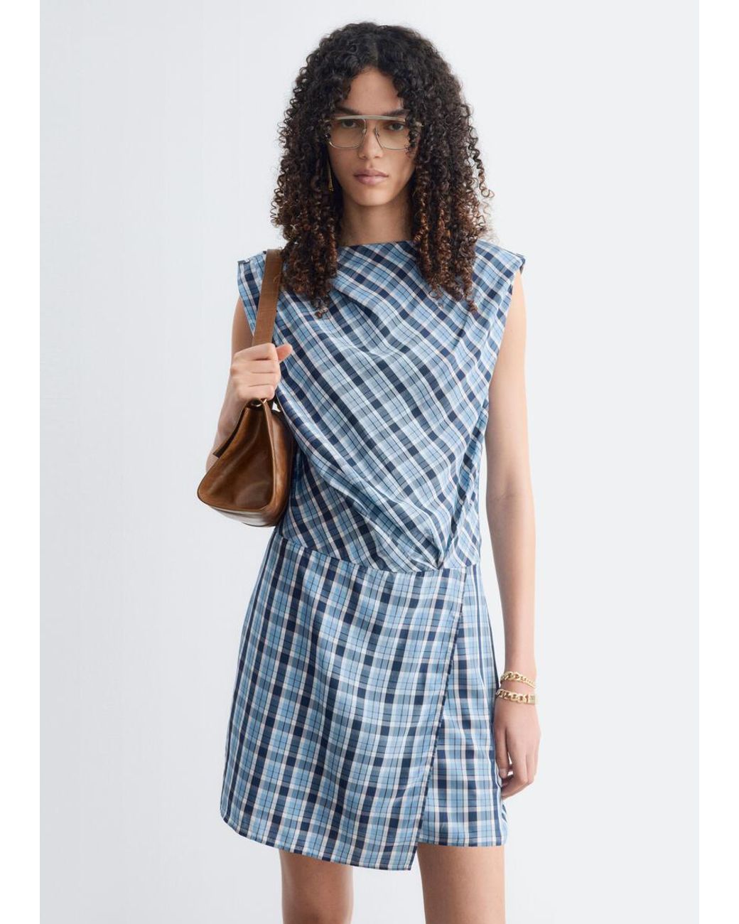 & Other Stories White Pleated Jacquard Mini Dress