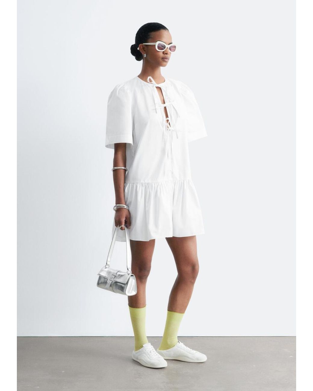 & Other Stories White Peplum Mini Dress