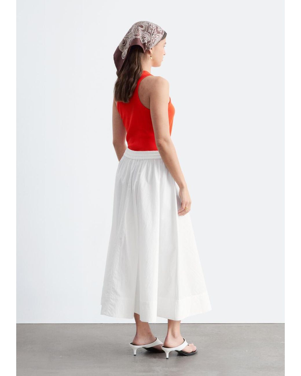 & Other Stories White Gathered A-Line Maxi Skirt