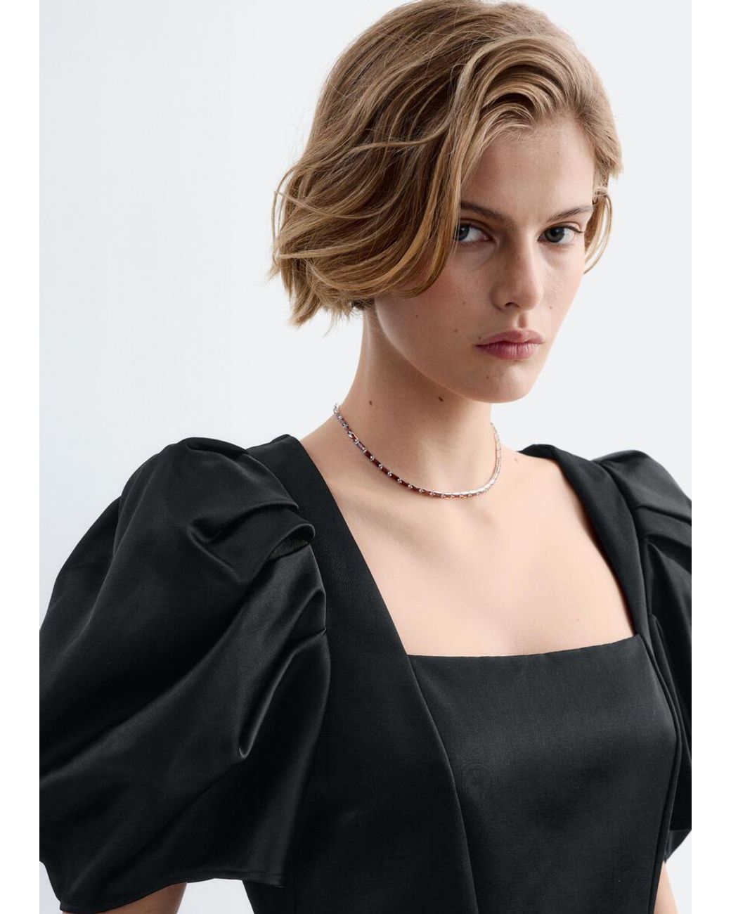 & Other Stories Black Volume Sleeve Mini Dress
