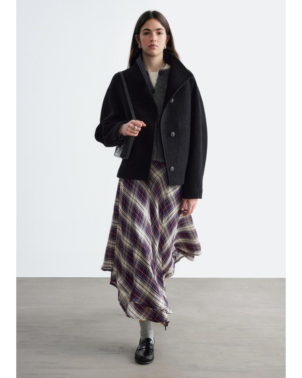 & Other Stories Blue Asymmetric Wool Jacket