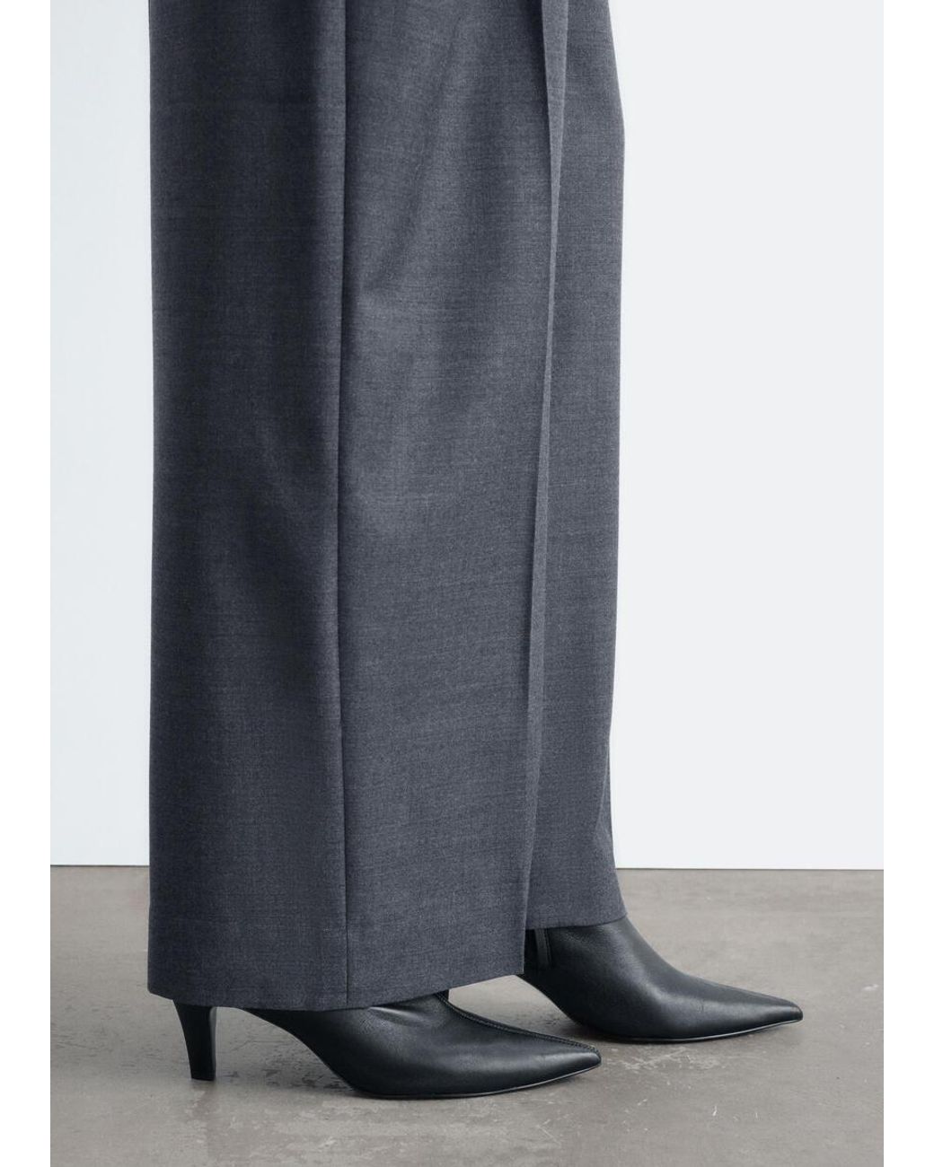 & Other Stories White Pointed Toe Leather Ankle Boots