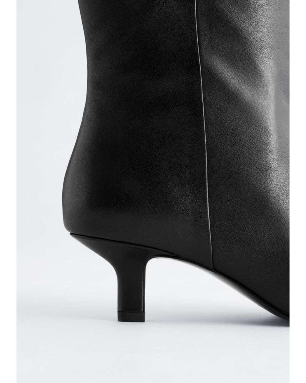 & Other Stories White Kitten Heel Leather Knee Boots
