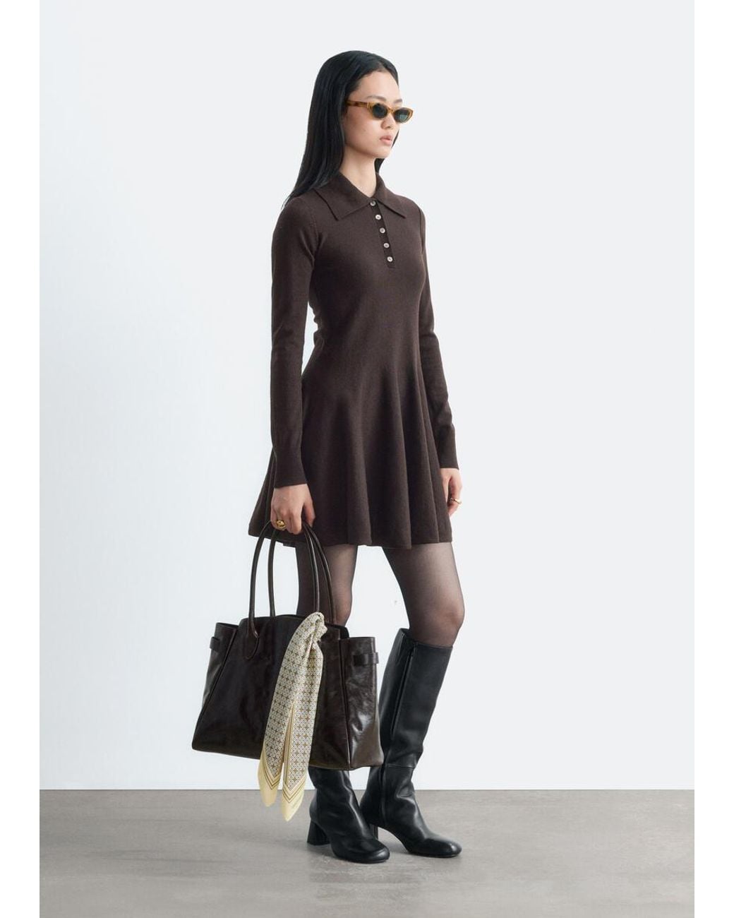 & Other Stories White Knitted Shirt Dress