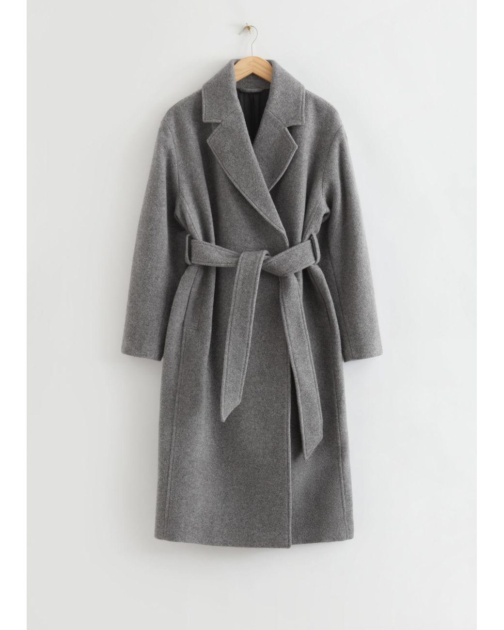Other Stories Voluminous Belted Wool Coat in Gray Lyst
