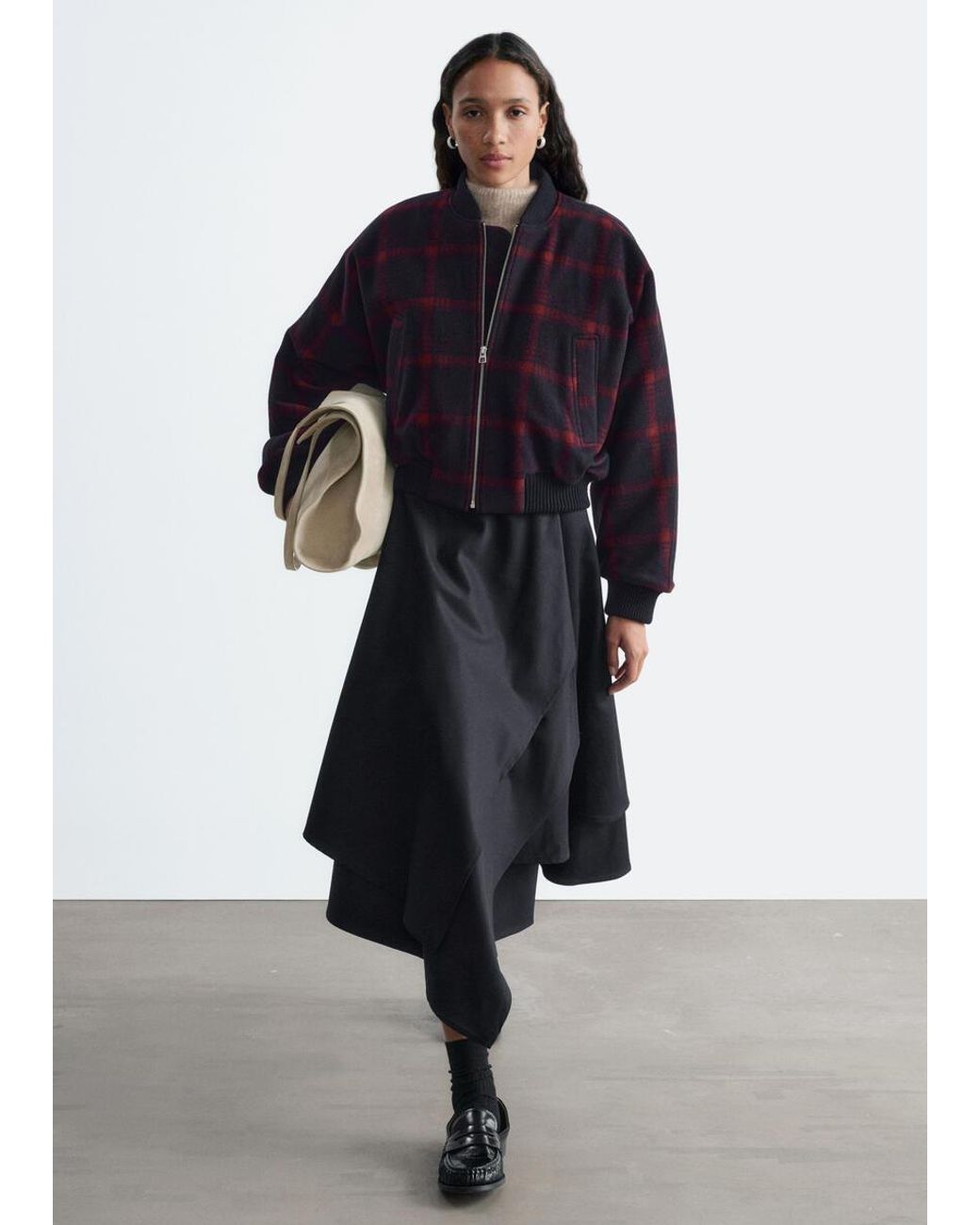 & Other Stories Blue Checked Bomber Jacket