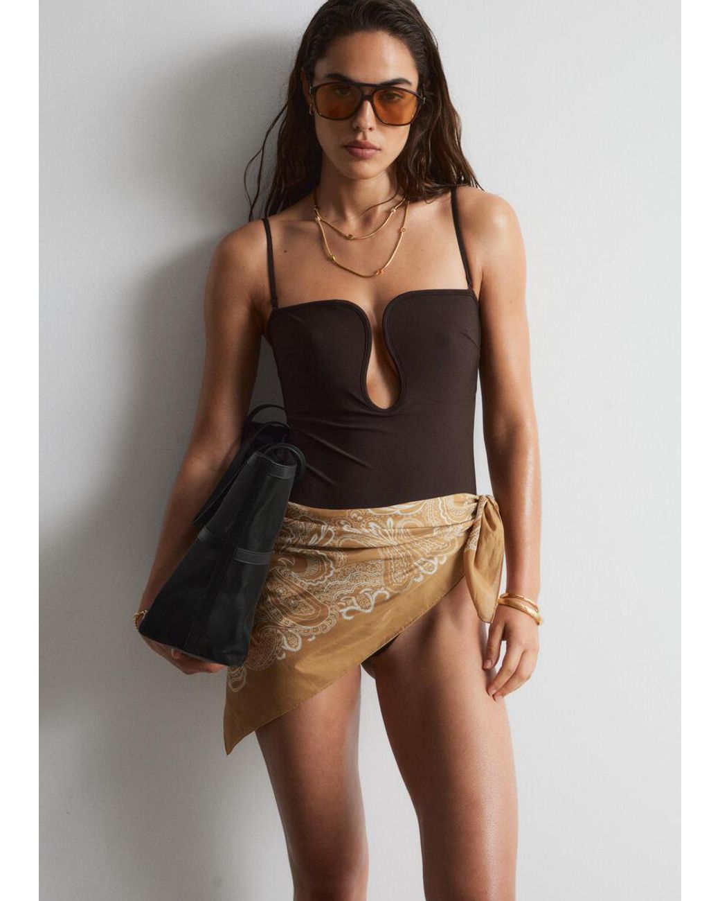 & Other Stories Brown U-Wire Swimsuit