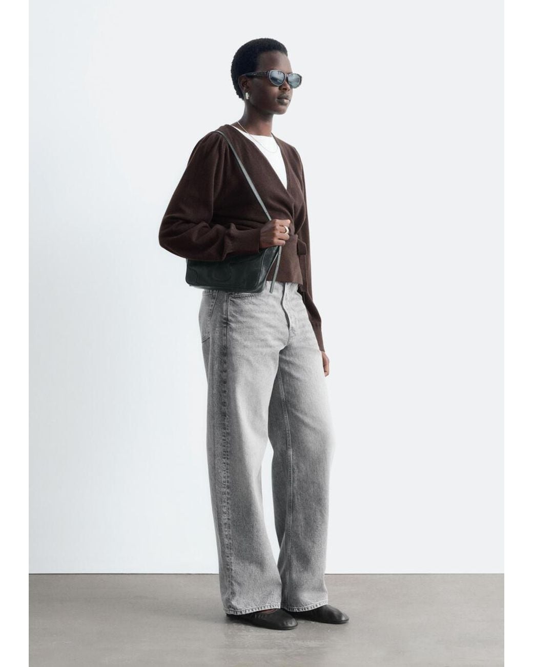 & Other Stories Brown Wool Wrap Cardigan