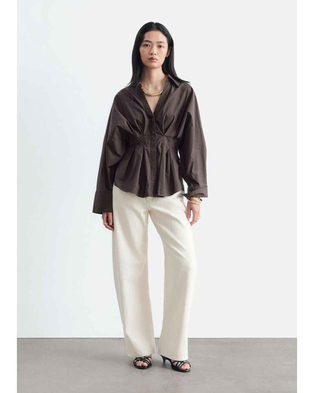 & Other Stories Black Fitted-Waist Shirt