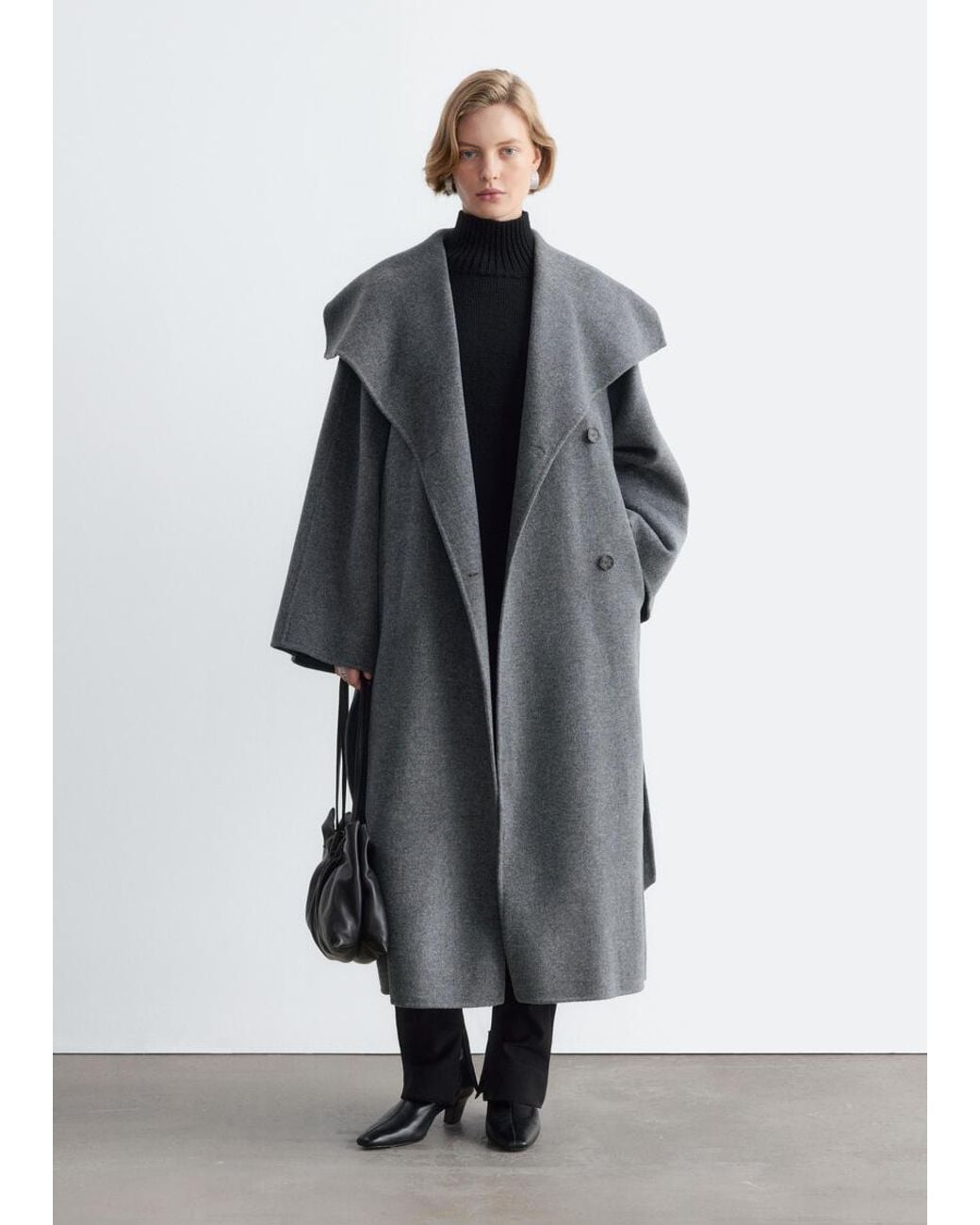 & Other Stories Gray Shawl-Collar Wool Maxi Coat