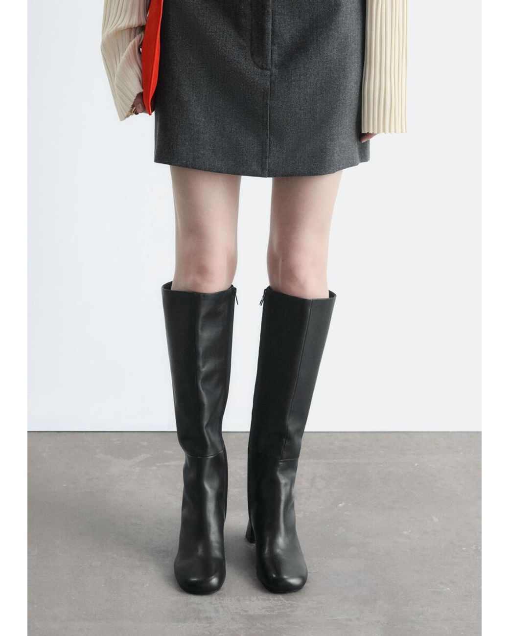 & Other Stories Gray Knee-High Leather Boots
