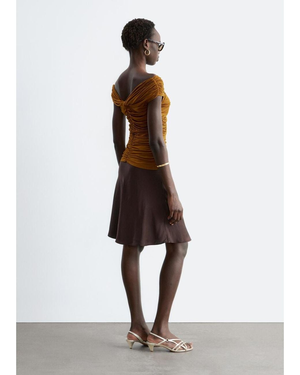 & Other Stories Red Ruched Jersey Top
