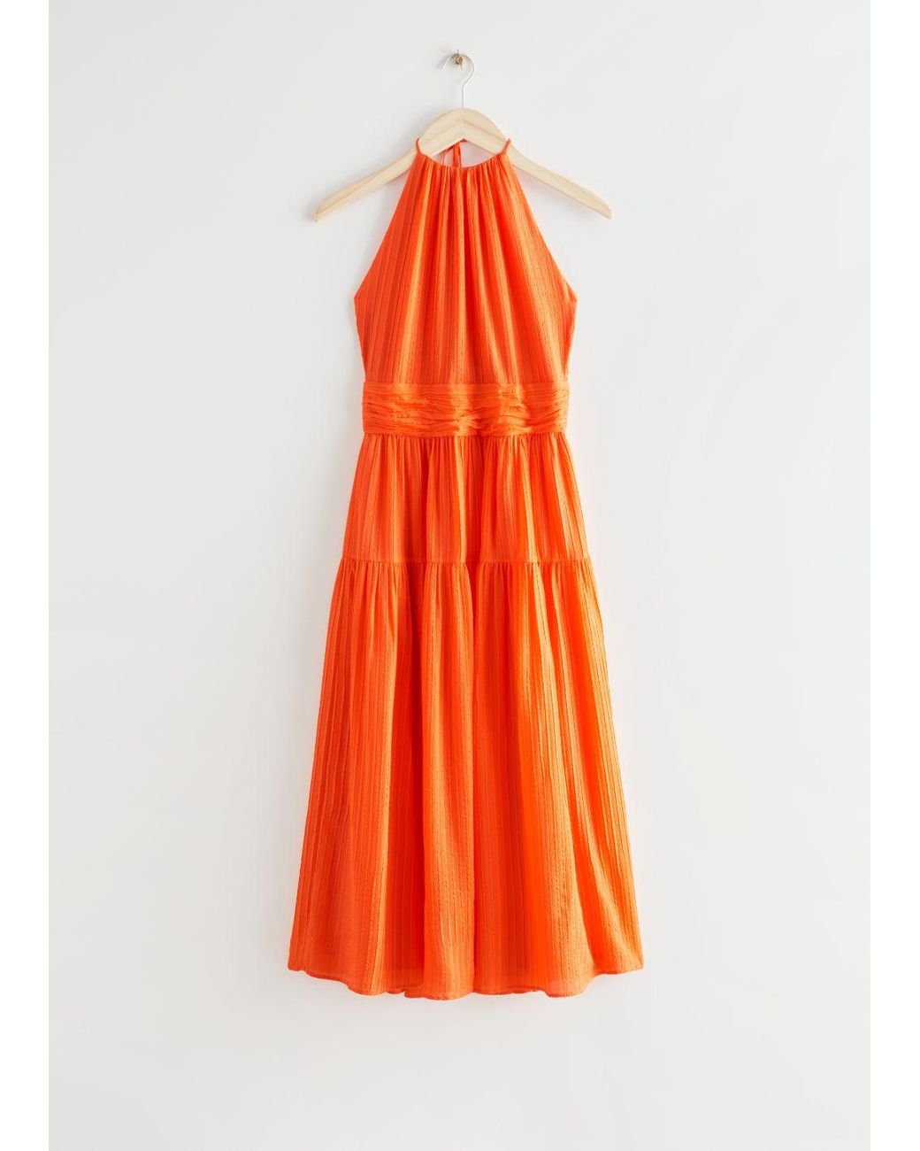 & Other Stories Mulberry Silk Halter Midi Dress in Orange | Lyst