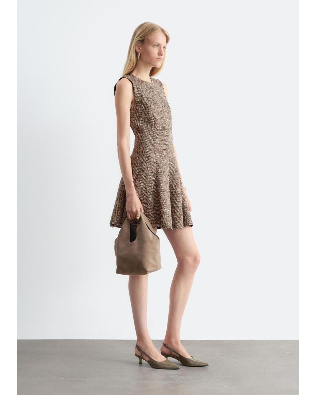 & Other Stories Brown Raw-Edge Mini Dress