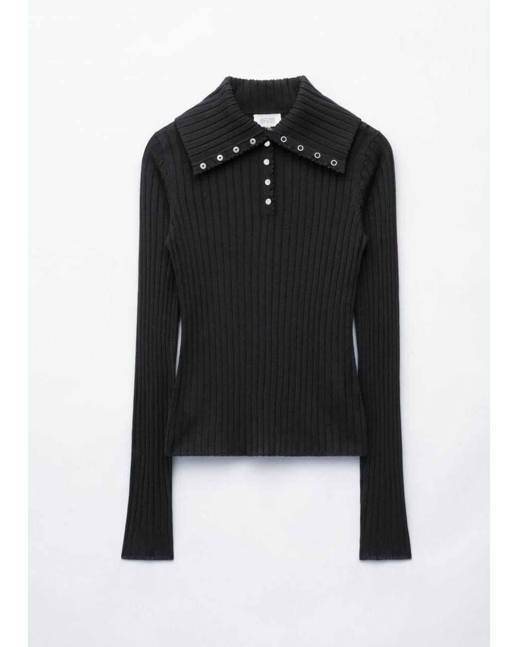 & Other Stories Blue Scalloped Collar Top