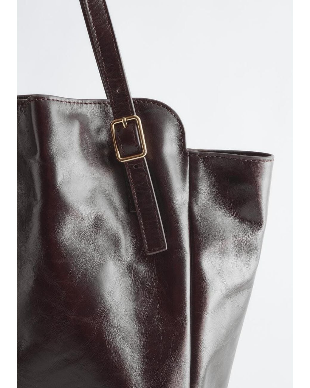 & Other Stories Brown Buckle-Strap Leather Tote