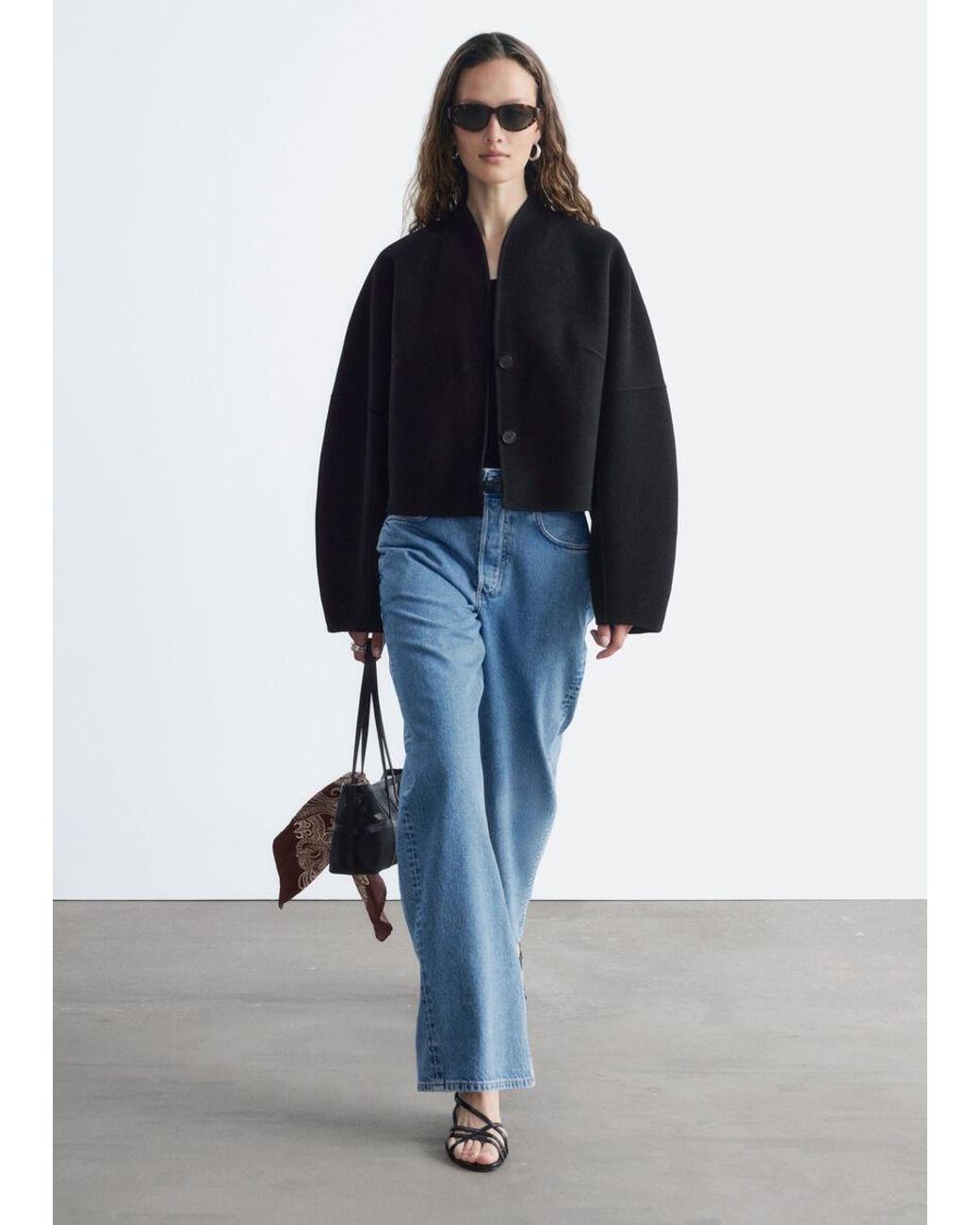 & Other Stories Black Wool Doublé Jacket