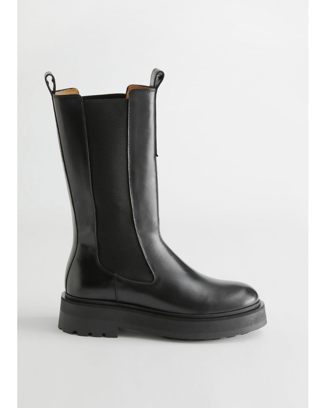 & Other Stories Tall Leather Chelsea Boots in Black - Lyst