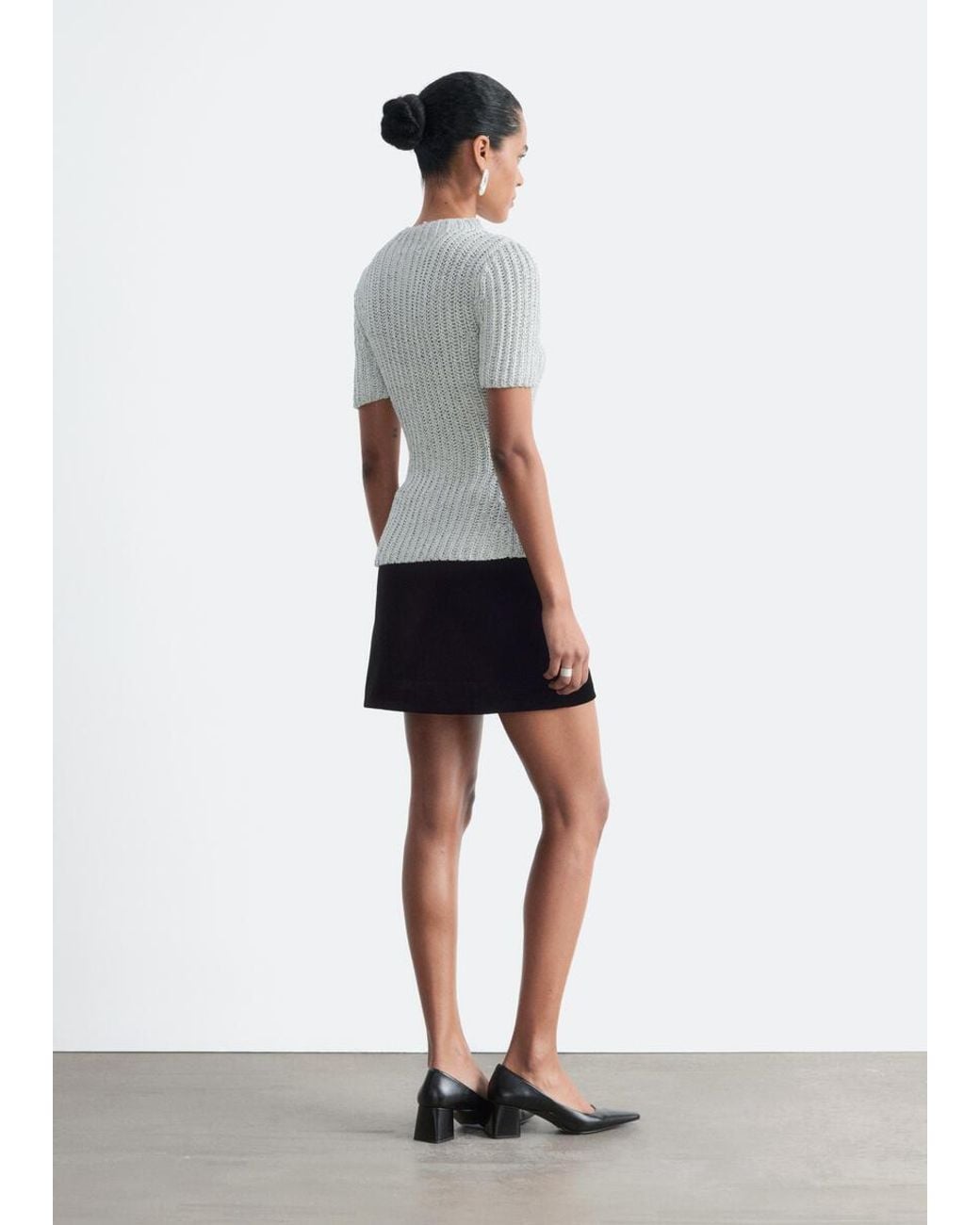 & Other Stories White Metallic Knit Top