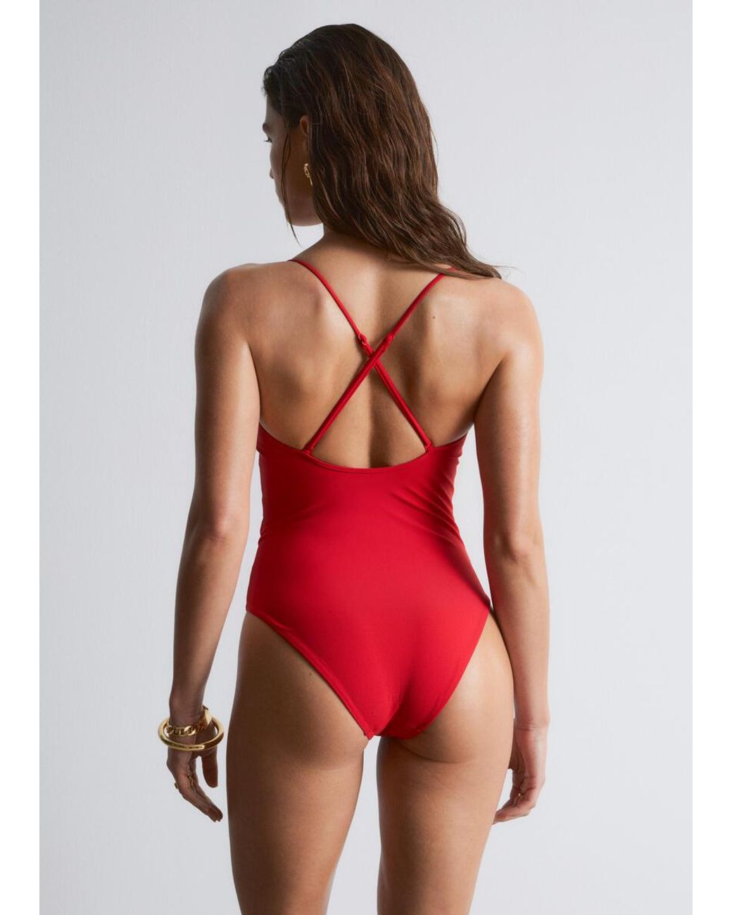 & Other Stories Red Triangle-Cut Swimsuit