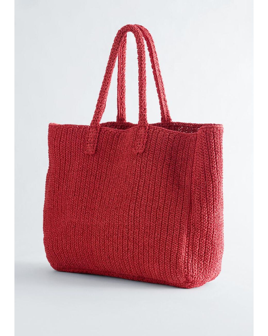 & Other Stories Red Straw Tote Bag
