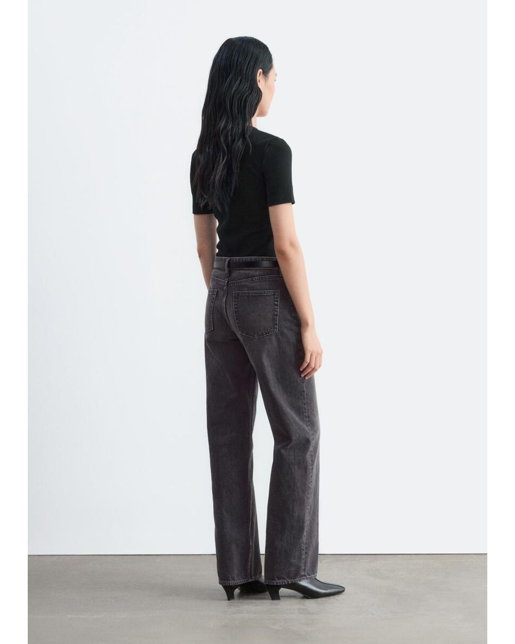 & Other Stories Black Ribbed T-Shirt