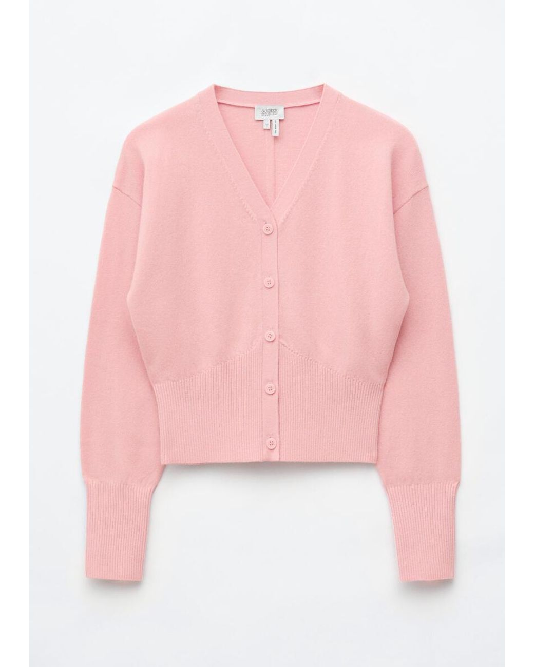 & Other Stories Pink Wool Corset Rib Cardigan