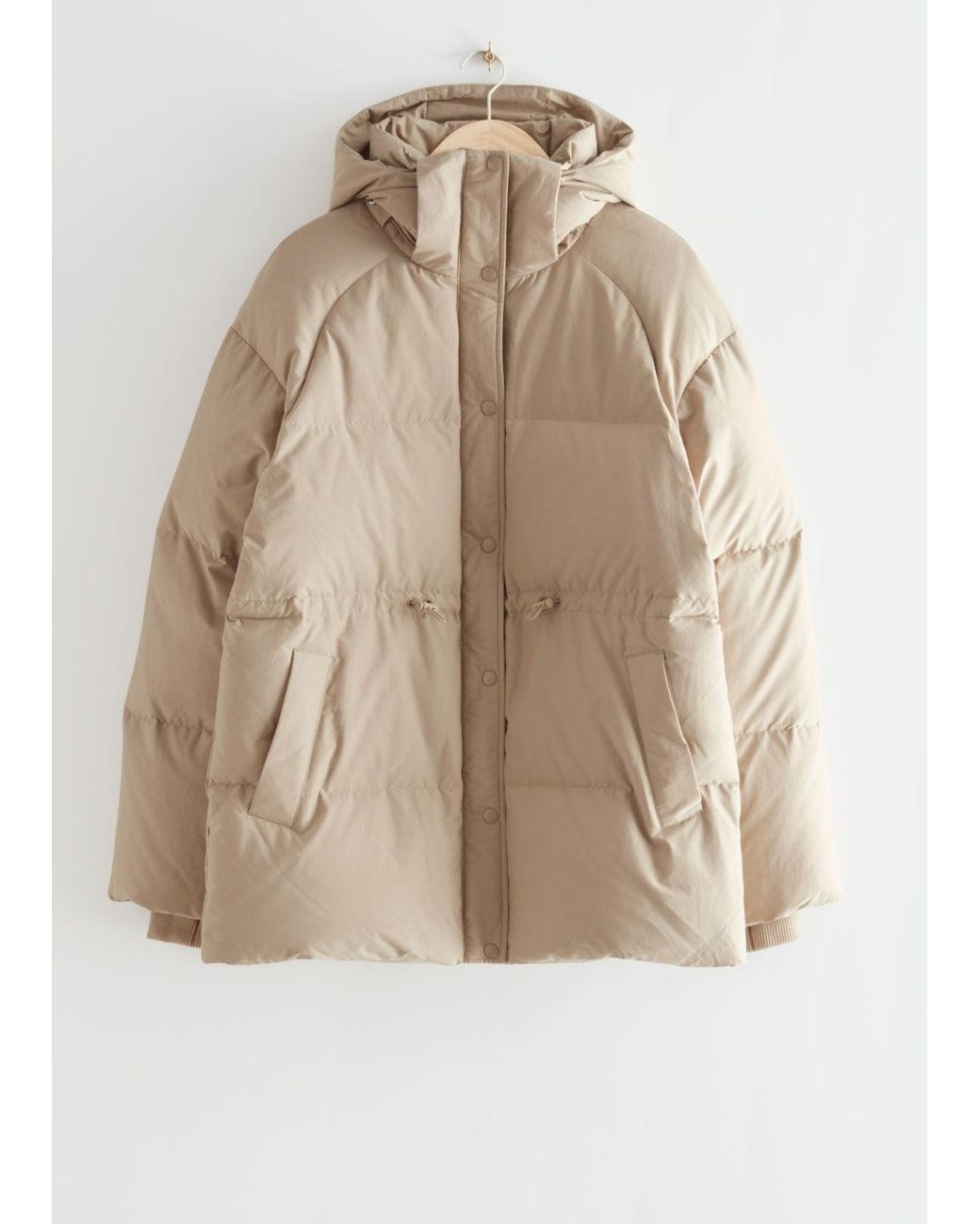 & Other Stories Oversized Hooded Down Puffer Jacket in Natural | Lyst