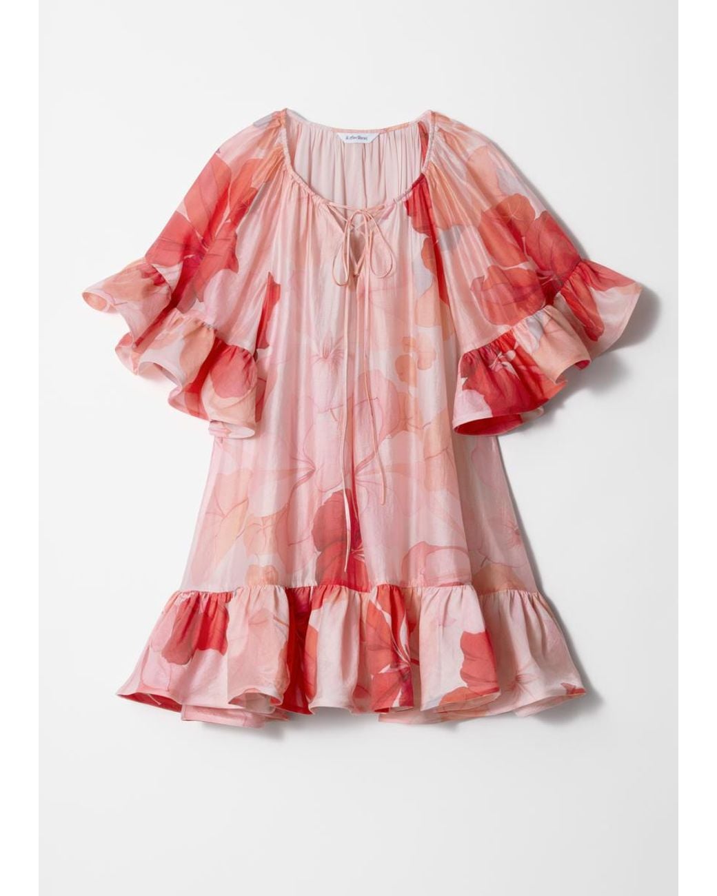 & Other Stories Red Ruffle Mini Dress