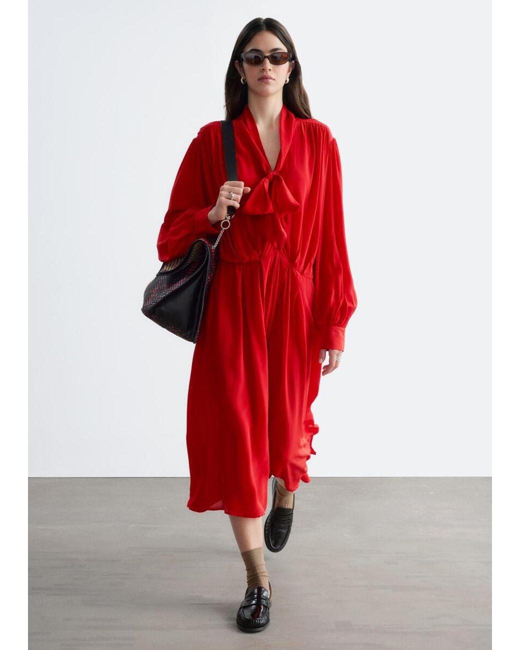 Robe Midi Avec Liens À L'Encolure & Other Stories en coloris Red
