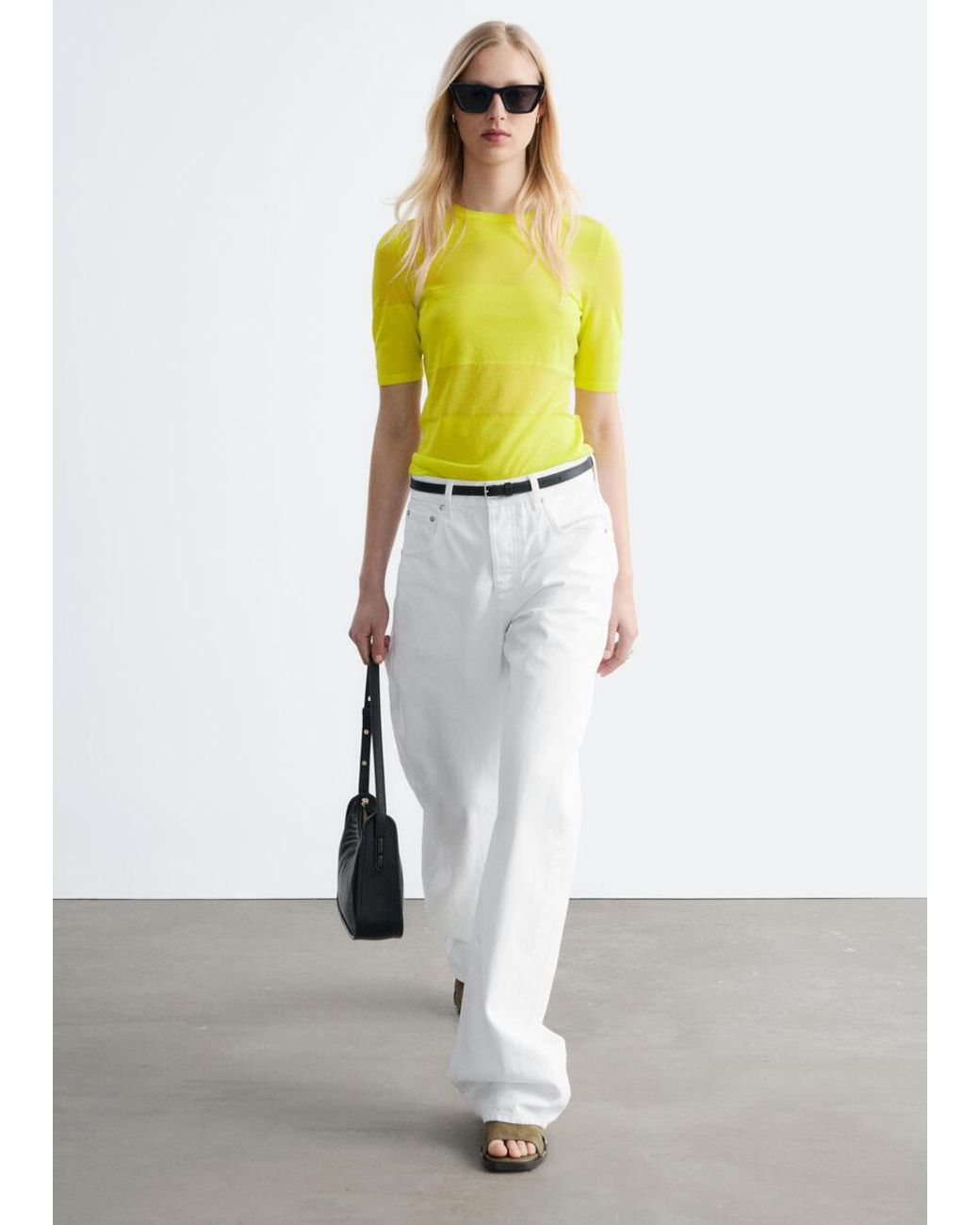 & Other Stories Yellow Sheer Knitted T-Shirt